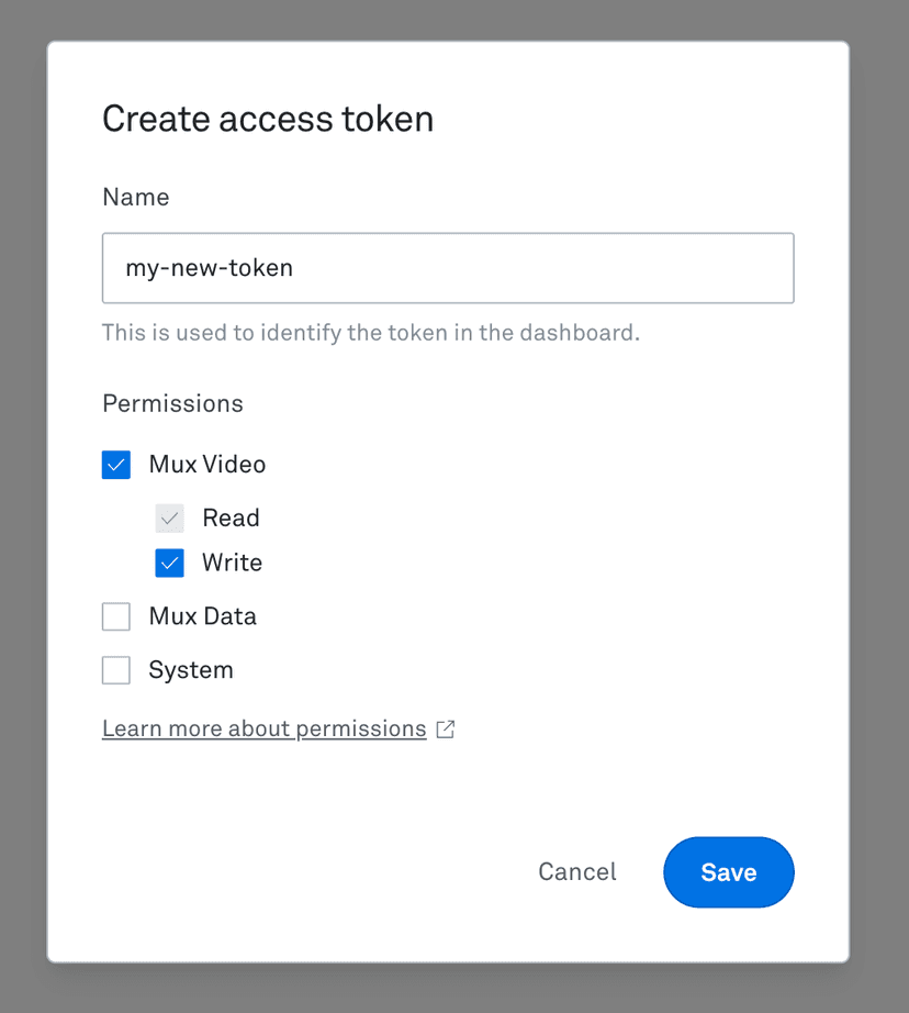 Mux Video access token permissions
